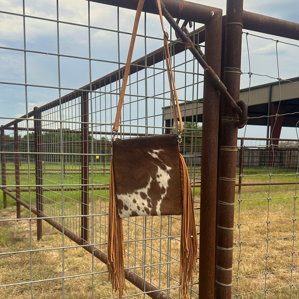 Cowhide Fringe Crossbody Bag